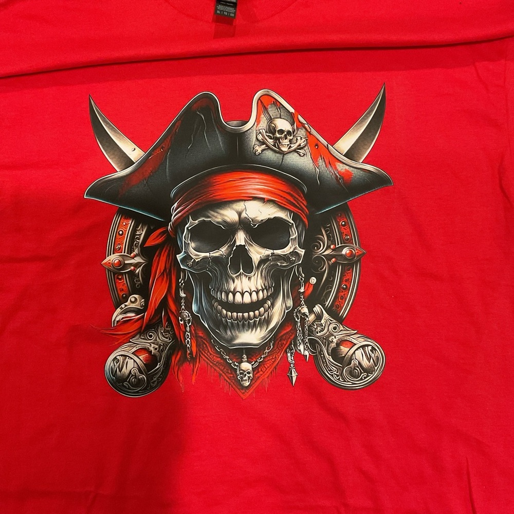 Red Pirate Skull Graphic T-Shirt